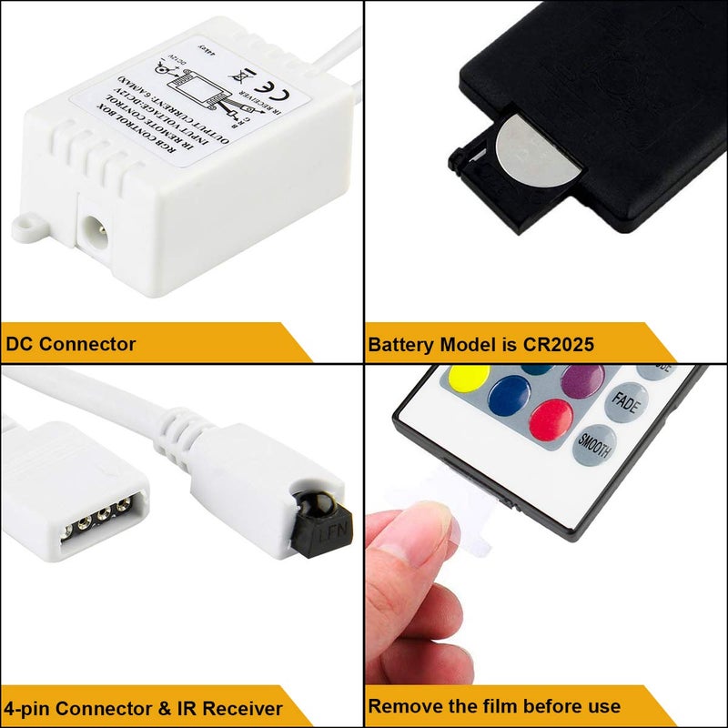 SUPERNIGHT RGB LED Strip Light Remote Controller, 24 Key IR Remote Dimmer for 12V 5050 3528 RGB LED Rope Lights (1 Port - Image 5